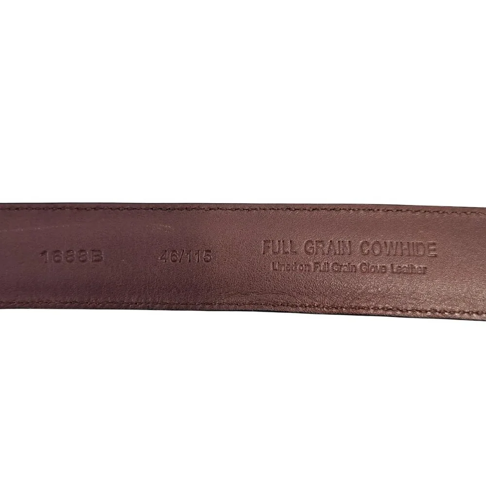 Roundtree and Yorke Leather Belt Mens Full Grain Cowhide Black Gold Tone Buckle